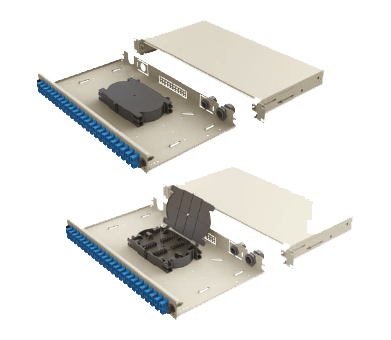 Sliding tray patch panel concept for organized fiber termination