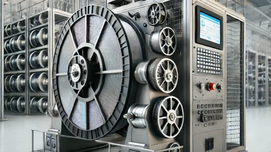 A-high-precision-industrial-cable-spooling-machine-similar-in-design-to-the-uploaded-reference-image.-The-machine-features-a-robust-metal-frame-safe