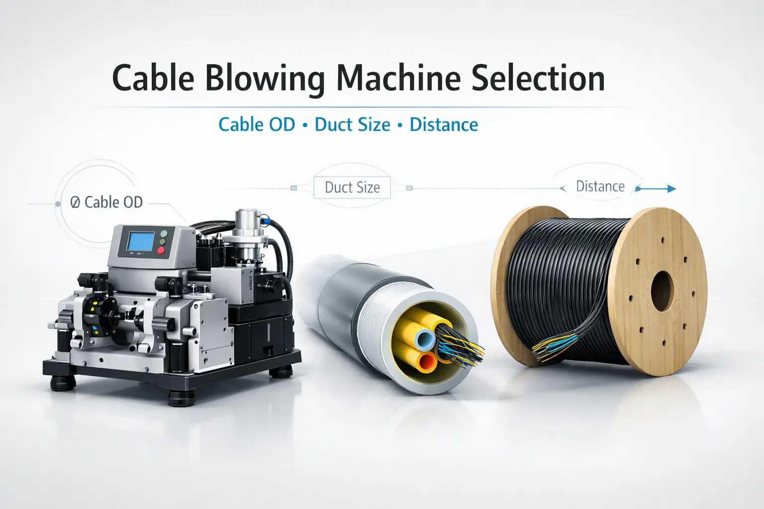 Cable Blowing Machine Selection Guide (OD, Duct Size, Distance)