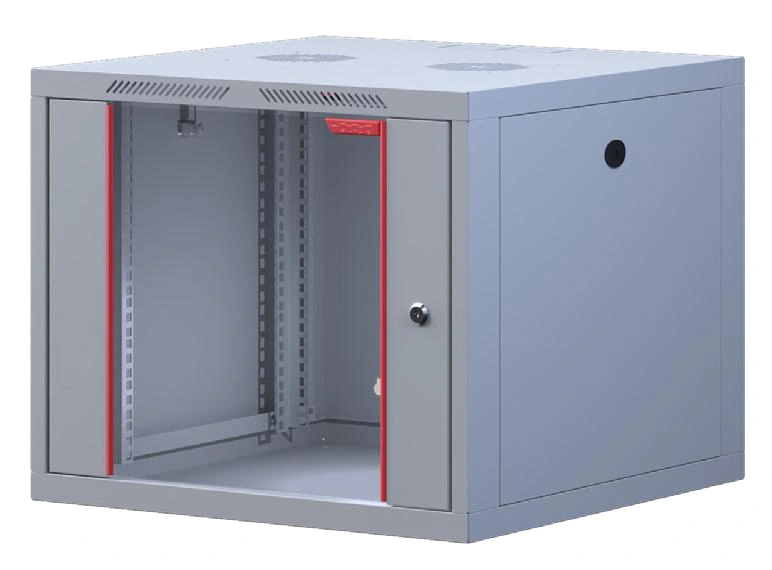 Alpine Line 560 mm deep wall mount rack cabinet with glass front door and round O-lock