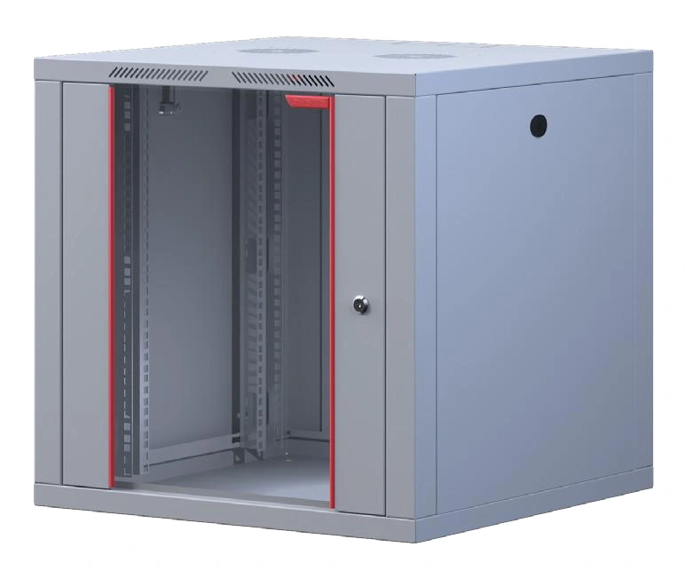 Alpine Line 600 mm deep wall mount rack cabinet with glass front door and round O-lock