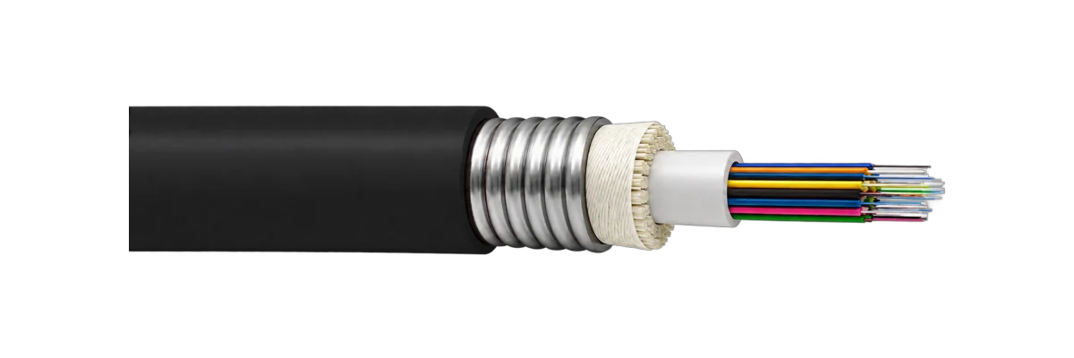 UPCOM U-DQ(ZN)MT(SR)H black HFFR armored fire resistant fiber optic cable
