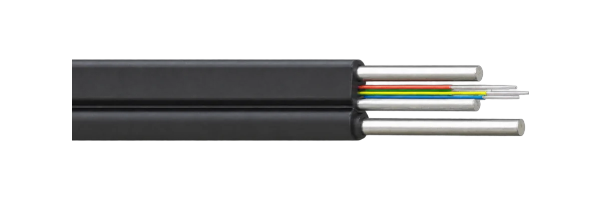 Aerial FTTH drop cable with steel strength member